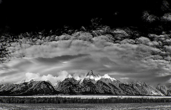 Grand Tetons in black and white